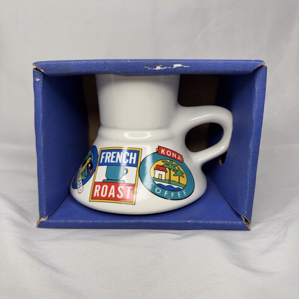 Feltman Langer Porcelain No Spill No Slide Coffee Mug French Roast Kona NIB